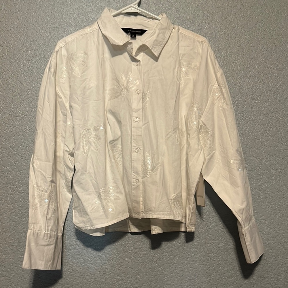 New Calligraphie Sequin Poplin Top